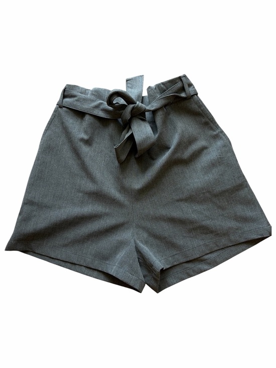 Pull&Bear Pants - Pull & Bear Grey Paperbag Tie Waist Shorts High Rise Tailored Casual Summer